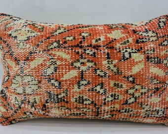 Vintage Kelim Kissen, Handgefertigtes Kelim Kissen, Dekoratives Kissen 20x12 cm, Boho Wohnkultur, Einzigartiger Strukturierter Kissenbezug, 804