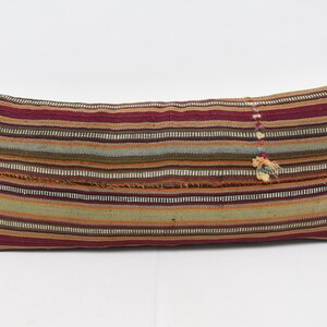 Kilim Pillows, Turkish Kilim Pillow, 16x36 Orange Pillow Case, Striped Pillow Covers, Colorful Pillow Case, Couch Pillow Case, 287