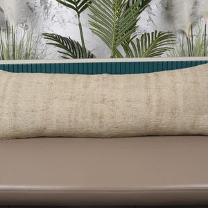 Kilim Pillow Cover, Boho Pillow Sham Cover, 16x48 Throw Kilim Pillow, Pillow for Sofa, Beige Cushion Case, Patchwork Lumbar Pillow,