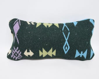 Kilim Pillow Cover 16x8 Vintage Style