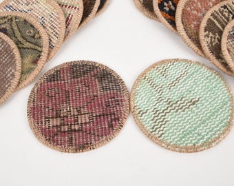 Wholesale Kilim Coaster, Handmade Coaster, Rug Coaster, Beer Coaster, Washable Coaster, Rug Coaster, 5x5" Vintage Coaster, Drink Coaster,