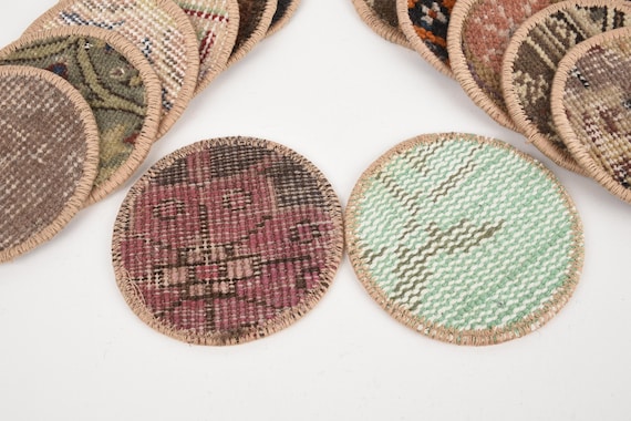Wholesale Kilim Coaster, Handmade Coaster, Rug Coaster, Beer Coaster, Washable Coaster, Rug Coaster, 5x5" Vintage Coaster, Drink Coaster,