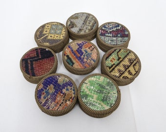 Vintage Turkish Rug Coaster: Rustic Kilim Tea Pad (5x5 inches)