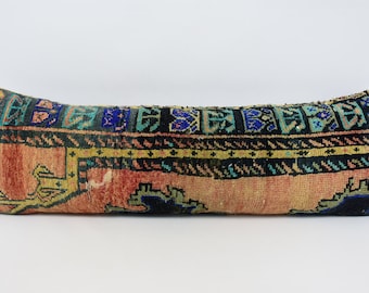 Designer Pillows, Antique Pillows, Kilim Pillow Covers, 12x36 Red Pillow, Rug Pillow Covers, Mid Century Throw Cushion, 333