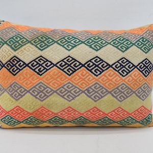 Türkische Kissen, 16 x 24 Kelim Kissen, Bettwäsche Kissenbezug, bestickte Kissen, Dekor Kissen, Kissentasche, Orange Bolster, handgewebte Kissen
