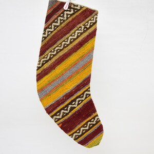 Kilim Stocking, Stocking Decor, Striped Stocking, Yellow Stocking, Natural Stocking, Xmas Stocking, Ethnic Stocking, Wholesale Stocking, 684