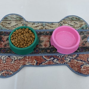 Dog Lover Gift Mat, Pet Supplies, Dog Food Pad, Brown Mat, Rug Mat, Bone Design Pad, Decorative Pad, Vintage Mat, Water Bowl Mat,