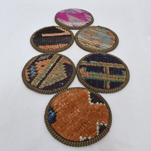 Rug Coaster, Set Of Six, Kilim Coaster, Red Pad, Rug Pad, Antique Rug Coaster, Best Rug Coaster, Best Rug Pad, Tribal Coaster,