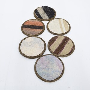 Kilim Coaster, Drink Coaster, Tea Pad, White Pad, Striped Pad, Hand Crafted Coaster, Stylish Rug Coaster, Antique Rug Pad,