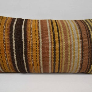Pillow Covers, Kilim Pillows, Throw Pillow, 12x24 Orange Cushion Case, Striped Pillow, Moroccan Kilim Cushion, Memory Pillow Case, 186