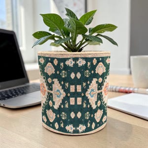 Vaso per piante vintage in tessuto, coprivaso in tessuto stile boho, cestino per piante da pavimento, decorazione per piante da interno, cestino per piante da interno,