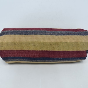 Cylindrical Pillow, Kilim Pillow, Turkish Pillow, Red Case, Striped Case, Decor Cushion, Organic Bolster, Handmade Cover,