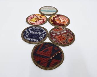 Sechser Set, Küchendekoration, Glasunterlage, gelbe Unterlage, Teppichunterlage, rustikaler Untersetzer, rutschfeste Unterlage, bester Teppichuntersetzer, beste Teppichunterlage,