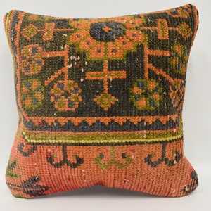 Kilim Pillow Covers, Designer Pillows, 16x16 Pink Pillow Covers, Rug Cushion Case, Couch Pillow Case, Mudcloth Cushion Case, 1925
