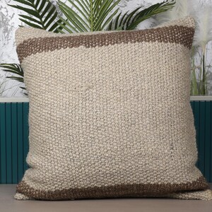 Kilim Pillow Cover, Kilim Pillow, 32x32 Throw Kilim Pillow, Ethnical Kilim Rug Pillow, Beige Pillow, Contemporary Striped Pillow,
