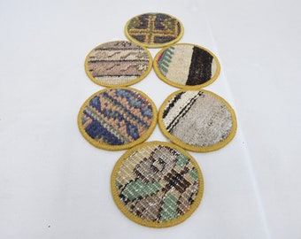 Teppich Untersetzer, Küchendekoration, Sechser-Set, Blauer Untersetzer, Teppichuntersetzer, Ethnic Pad, Gewebter Untersetzer, Einzigartige Pad, Stilvoller Teppich
