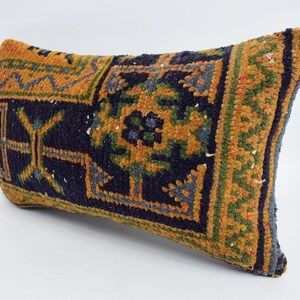 Kilim Pillows, Home Decor Pillow, Kilim Pillow Covers, 12x20 Blue Cushion Case, Rug Pillow Covers, Crochet Pattern Pillow Cover, 1895 image 4