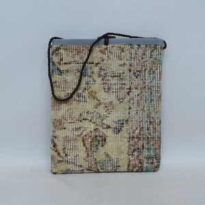 Authentic Shoulder Bag 12x14 Turkish Handmade Bag, Rug Bag, Travel Bag, Best Bag, Handwoven Bag, Ethnic Bag, Natural Bag,