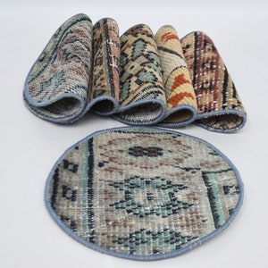 Rug Supla, Coffee Cup Pad, Kilim Supla, Beige Placemat, Rug Underplate, Unique Rug Pad, Vintage Coaster, Natural Placemat,