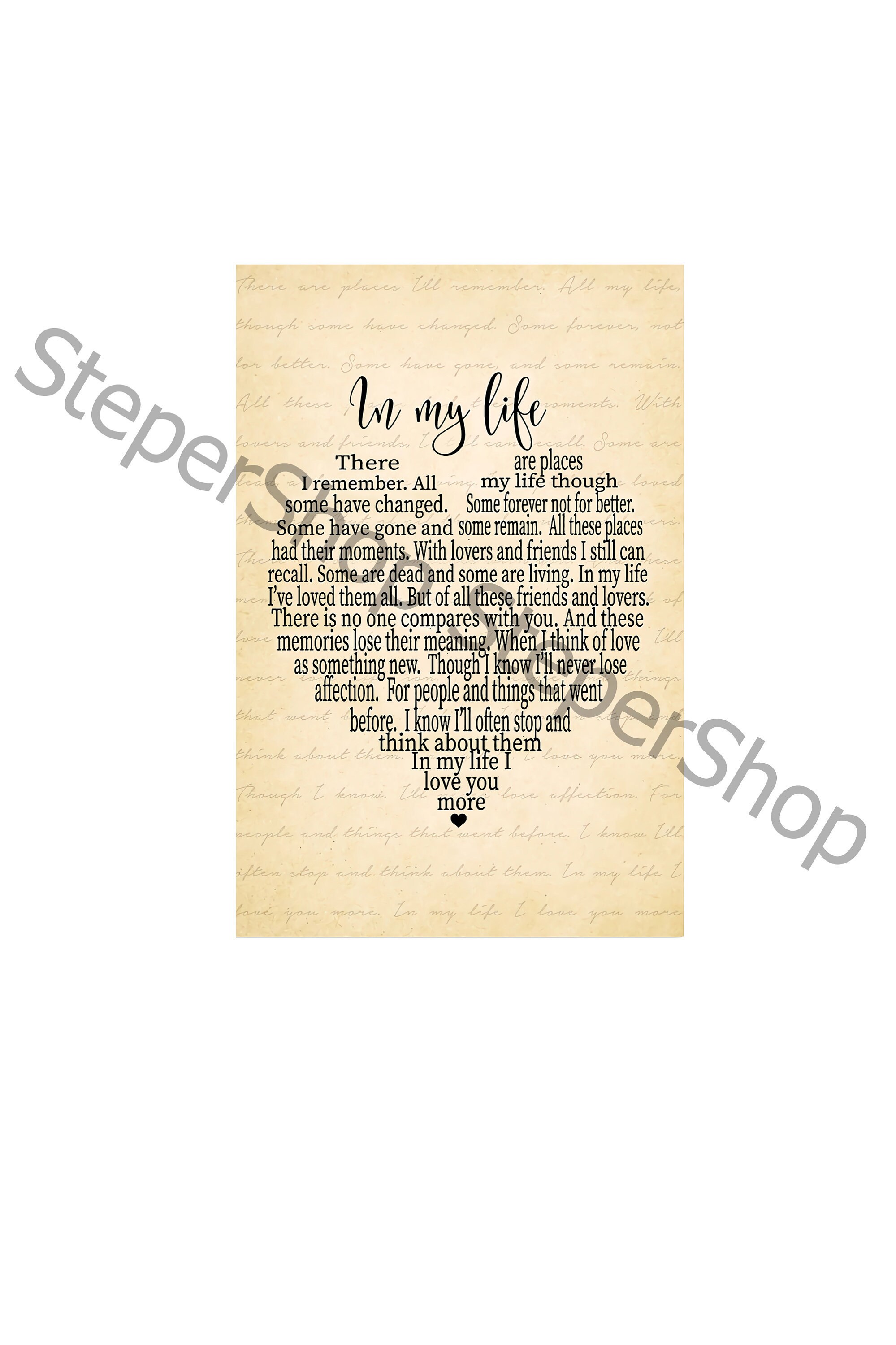 In My Life Lyrics Digital File Song Lyrics PNG Love Music | Etsy