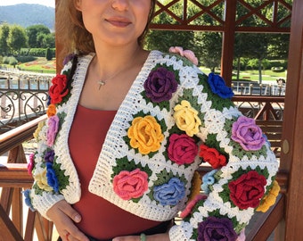 TODAYFUL - ＜TODAYFUL＞ Georgette Flower Cardigan Leilayca ,vintage Roses Cardigan ,floral Cardigan ,chunky