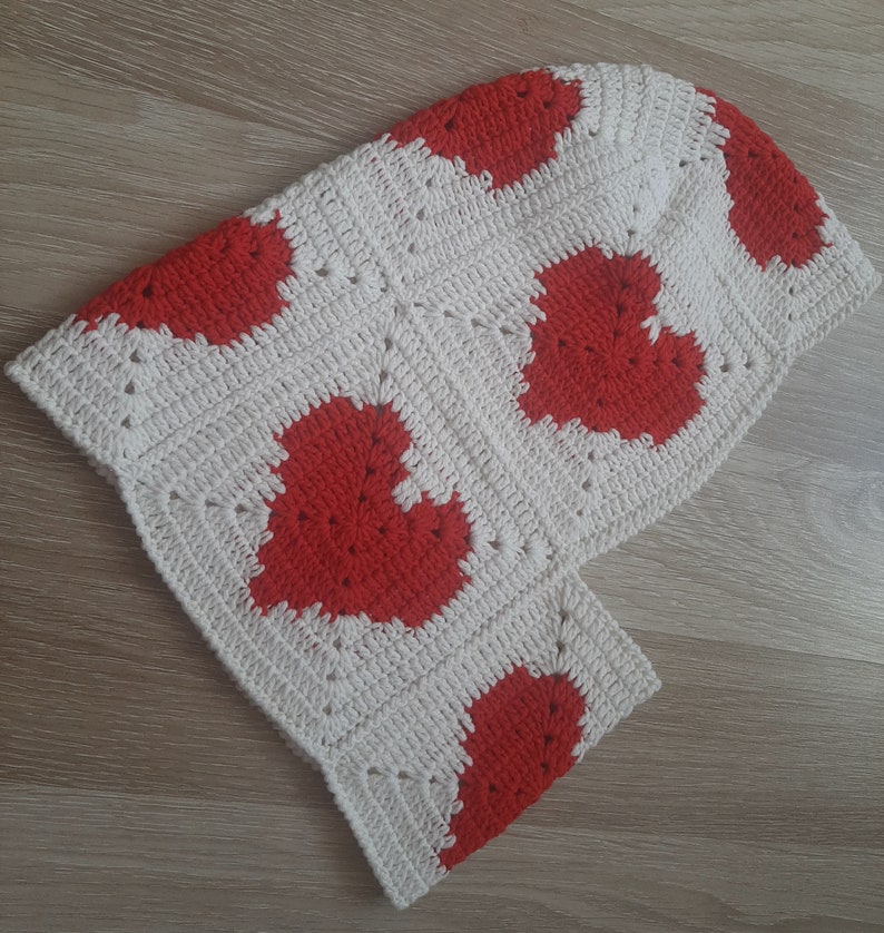 Knitted heart balaclava, Crochet love balaclava for women, Unisex balaclava, Winter hat, Gift for love, Gift to her image 10