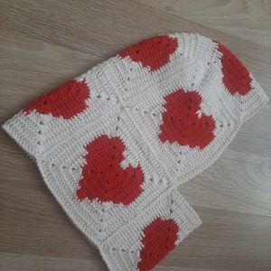 Knitted heart balaclava, Crochet love balaclava for women, Unisex balaclava, Winter hat, Gift for love, Gift to her image 4