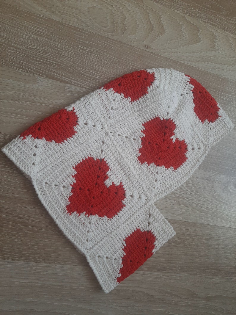 Knitted heart balaclava, Crochet love balaclava for women, Unisex balaclava, Winter hat, Gift for love, Gift to her image 4