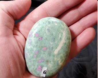 Ruby Kyanite Fuchsite Palmstone 188g Healing Crystals ERGF Palm Stone Crystal
