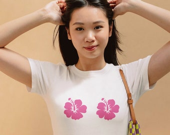Hibiscus Y2K T-Shirt - Surfer Coconut Girl Aesthetic
