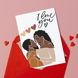 Black Love African Couple - Romantische Valentijnsdagkaart - Moderne kunst - Ik hou van je