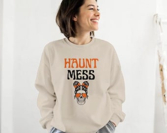 Haunt Mess Funny - Maglione di Halloween - Maglione autunnale Moda autunnale