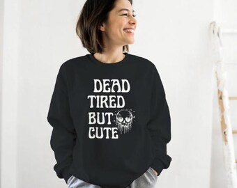 Maglione di Halloween stanco morto ma carino - Maglione autunnale Moda autunnale