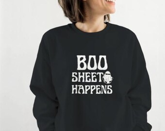 Maglione di Halloween Boo Sheet Happens - Maglione autunnale Moda autunnale