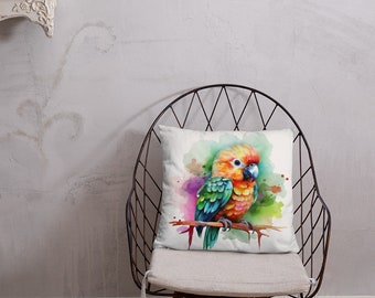 Watercolor Parrots Basic Pillow