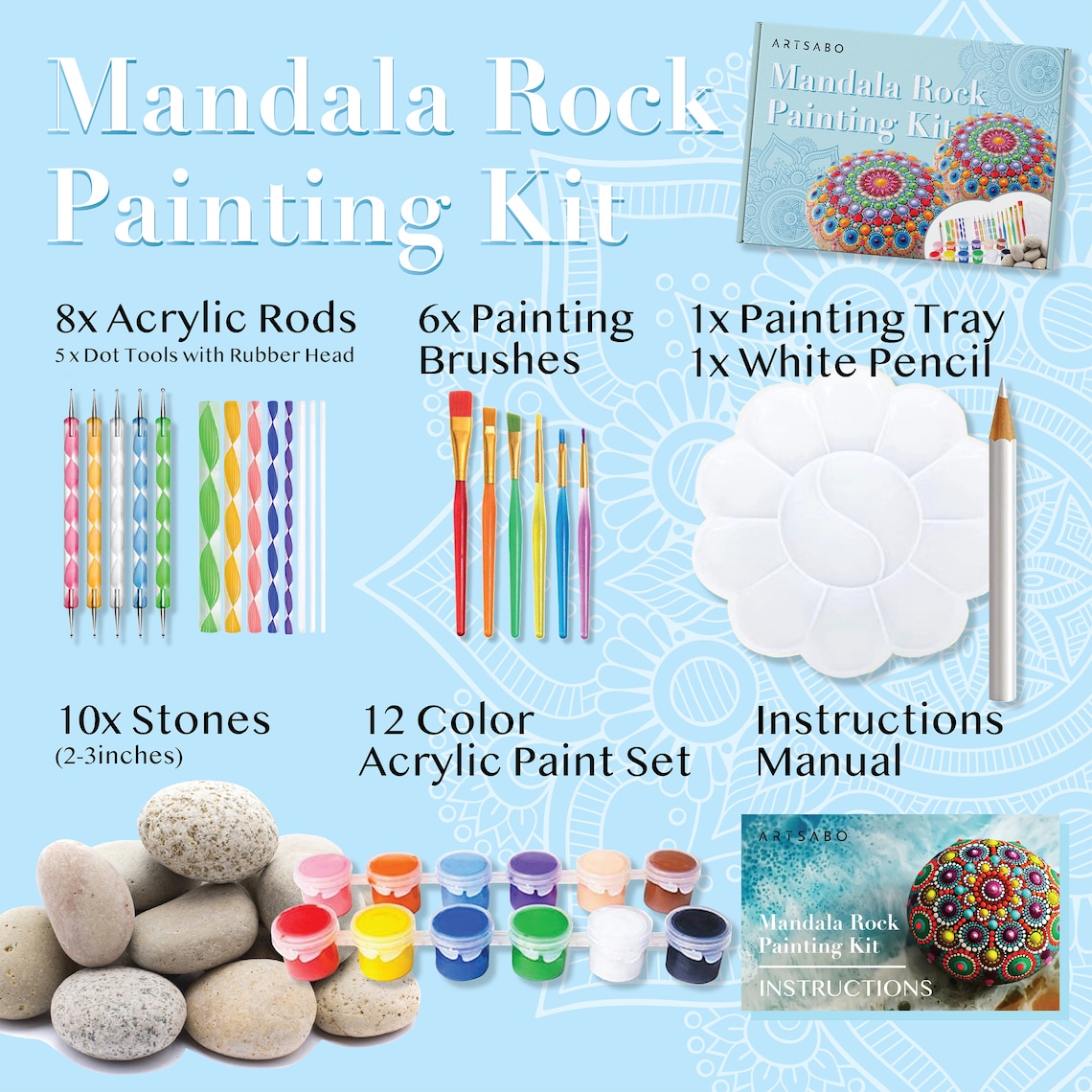 55PCS Mandala Dotting Tools Rock Painting Kit With Brushes Etsy