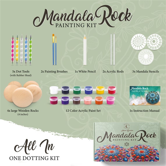 Kit Mandala 49 Pezzi - Strumenti Per Pittura A Punti Con Stencil Per Rocce E Crea Arte - Foto 6