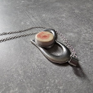Pink rose broken victorian pottery pendant necklace handmade from Thames mudlarking find flower antique vintage style heart