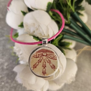 water colour flowers victorian pottery sherd pendant necklace from Thames mudlarking find handmade unique colourful vintage broken plate
