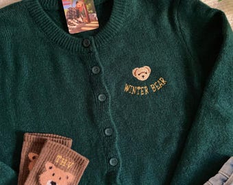 Embroidered green cardigan - thv , Limited Edition