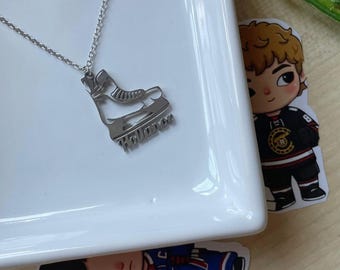 Hockey Necklace, Steel Skate Pendant, Limited Edition