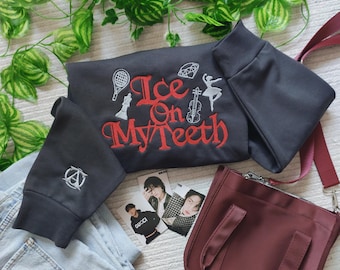 Embroidered Oversized Sweatshirt: Ice on my Teeth Crewneck