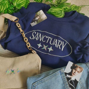 Embroidered Oversize fit sweatshirt, Txt inspired embroidered, SANCTUARY Embroidered  Sweatshirt