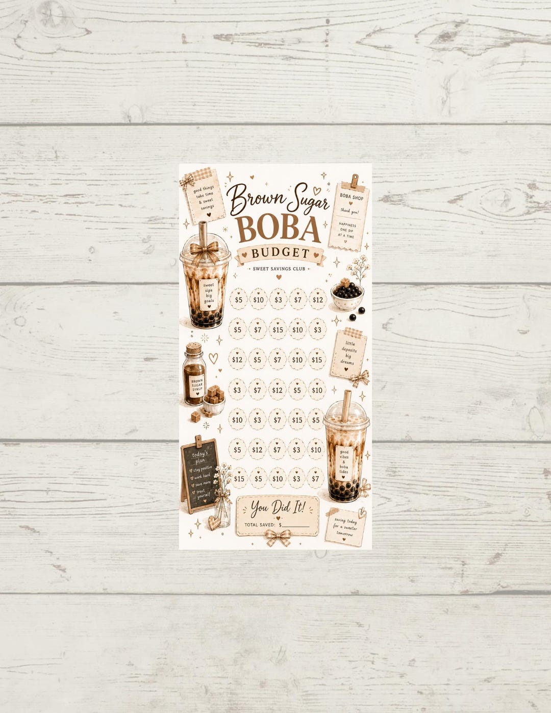 Boba Savings Challenge Tracker (digital Download) - Etsy