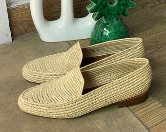 Raffia moccasin, Raffia loafers for men, raffia shoes for men, men's raffia shoes, natural raffia men oxfords