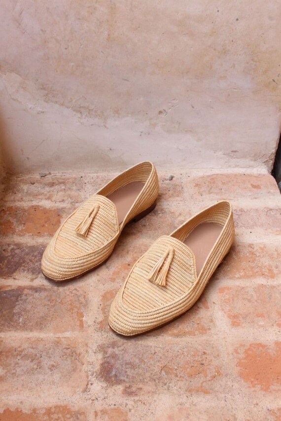 Raffia Moccasin Raffia Loafers for Men Raffia Shoes for Men