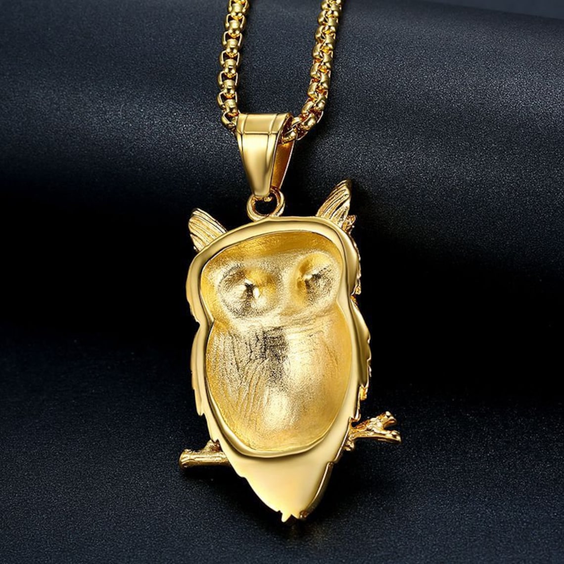 14k Gold Plated Owl Pendant Necklace Womens Mens Owl Etsy UK