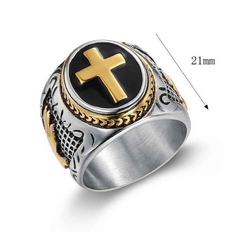 Stainless Steel Cross Ring, Christian Ring for Him, Cross Ring
