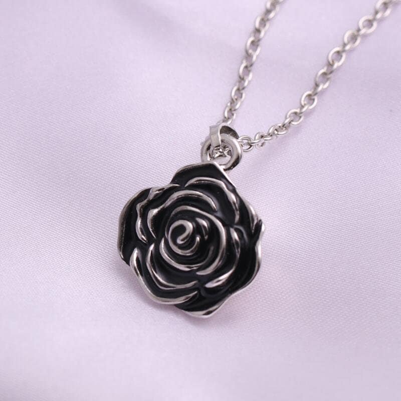 Large Full Bloom Preserved Purple Rose Necklace on Black Cord
