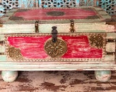 Indian storage trunk, Rustic Indian trunk, dowry chest, hope chest, blanket box, tv stand, coffee table furniture, home and living